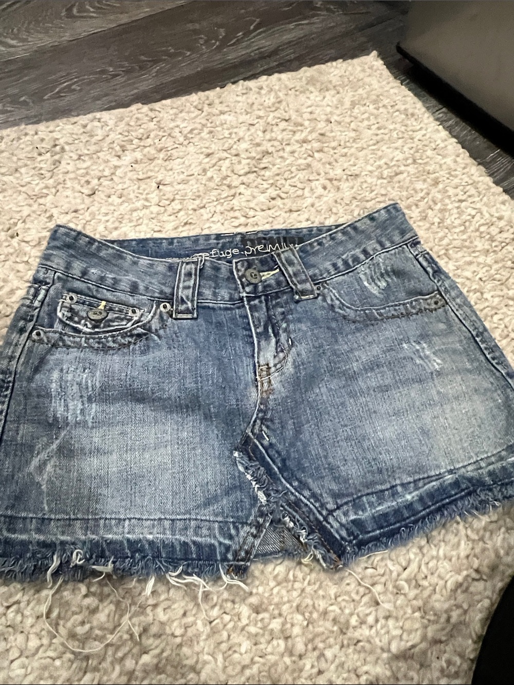refuge Blue Distressed Denim Jean Shorts